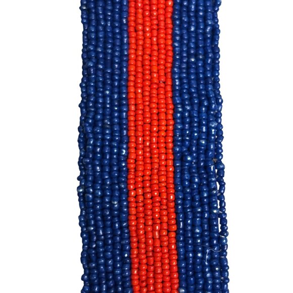 Hand-Beaded Red & Blue Shoulder Bag Strap – 51” Adjustable with Lobster Clasps - Picture 3 of 5